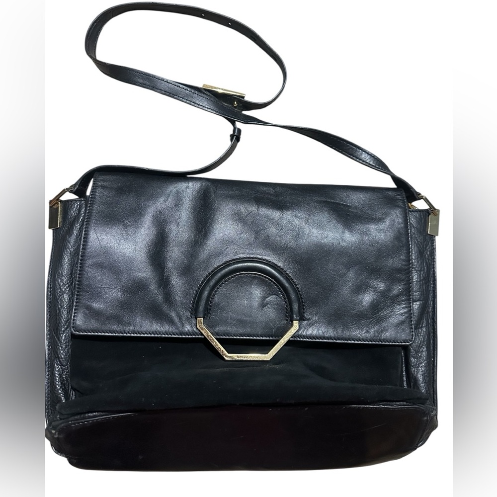 Louise et Cie black leather suede purse